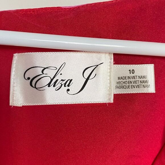Eliza J Twist Bust Mini Dress Red Floral Ruffle Flowy Size 10 NWOT - Picture 7 of 9